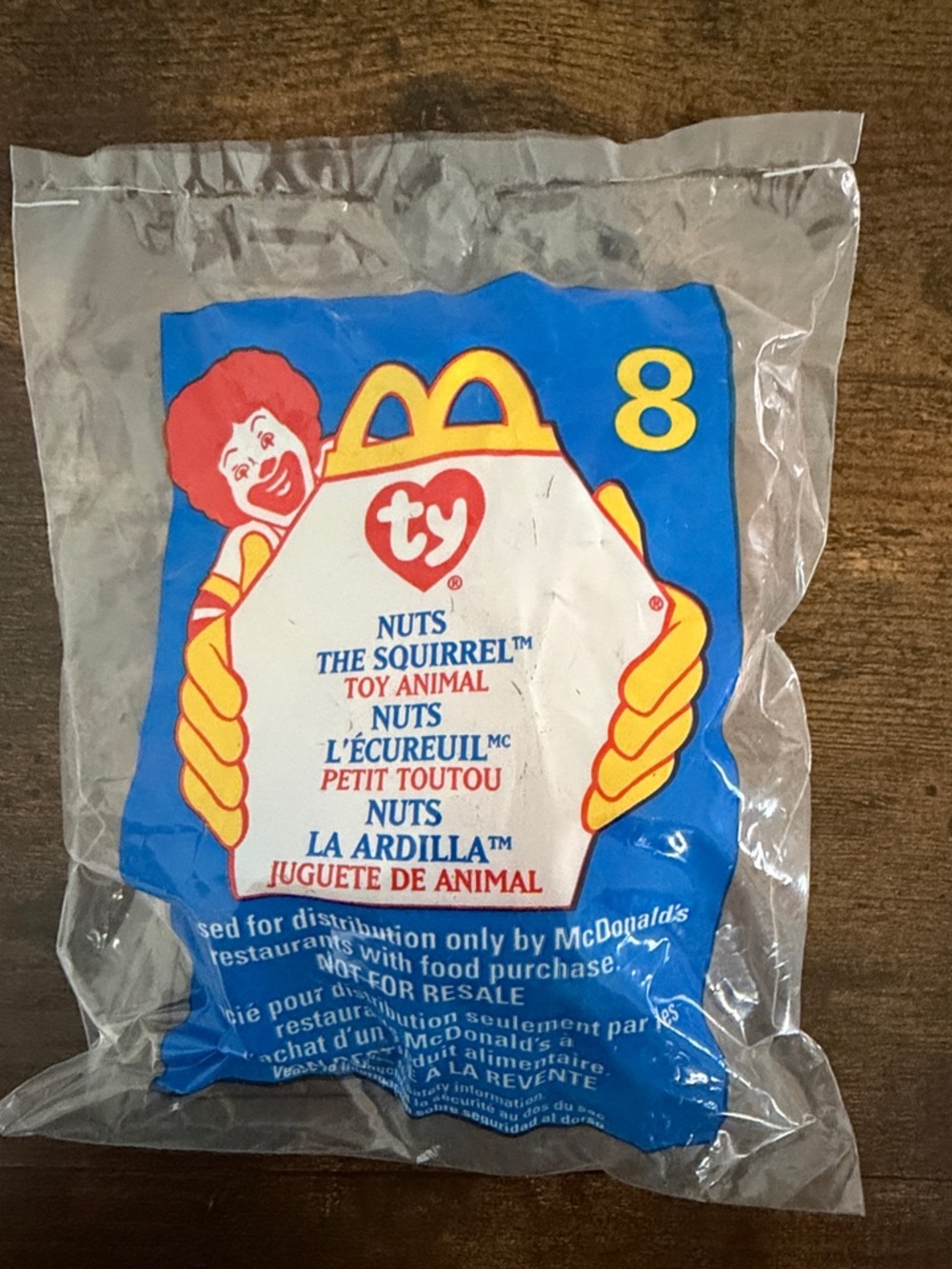 Vintage 1999 McDonald's Ty Nuts the Squirrel Plus #8 In Package Teeny‎